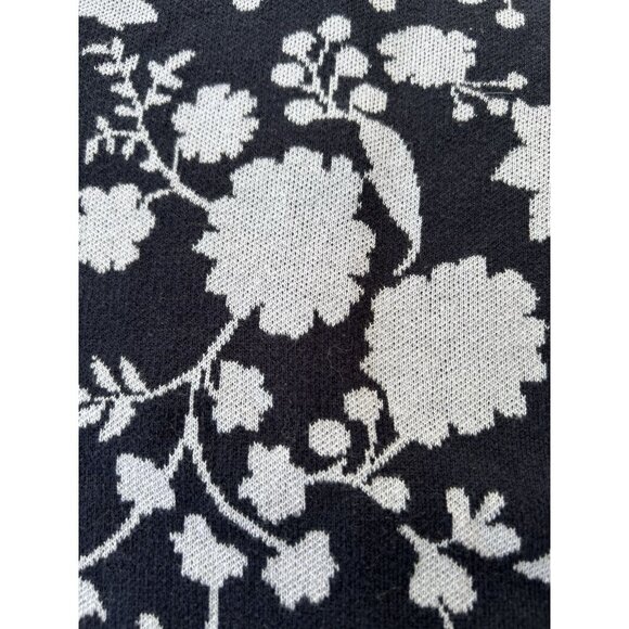 Loft Outlet Cardigan Crew Neck Sweater Womens Size Small Navy Knit Floral Cotton - Picture 6 of 7